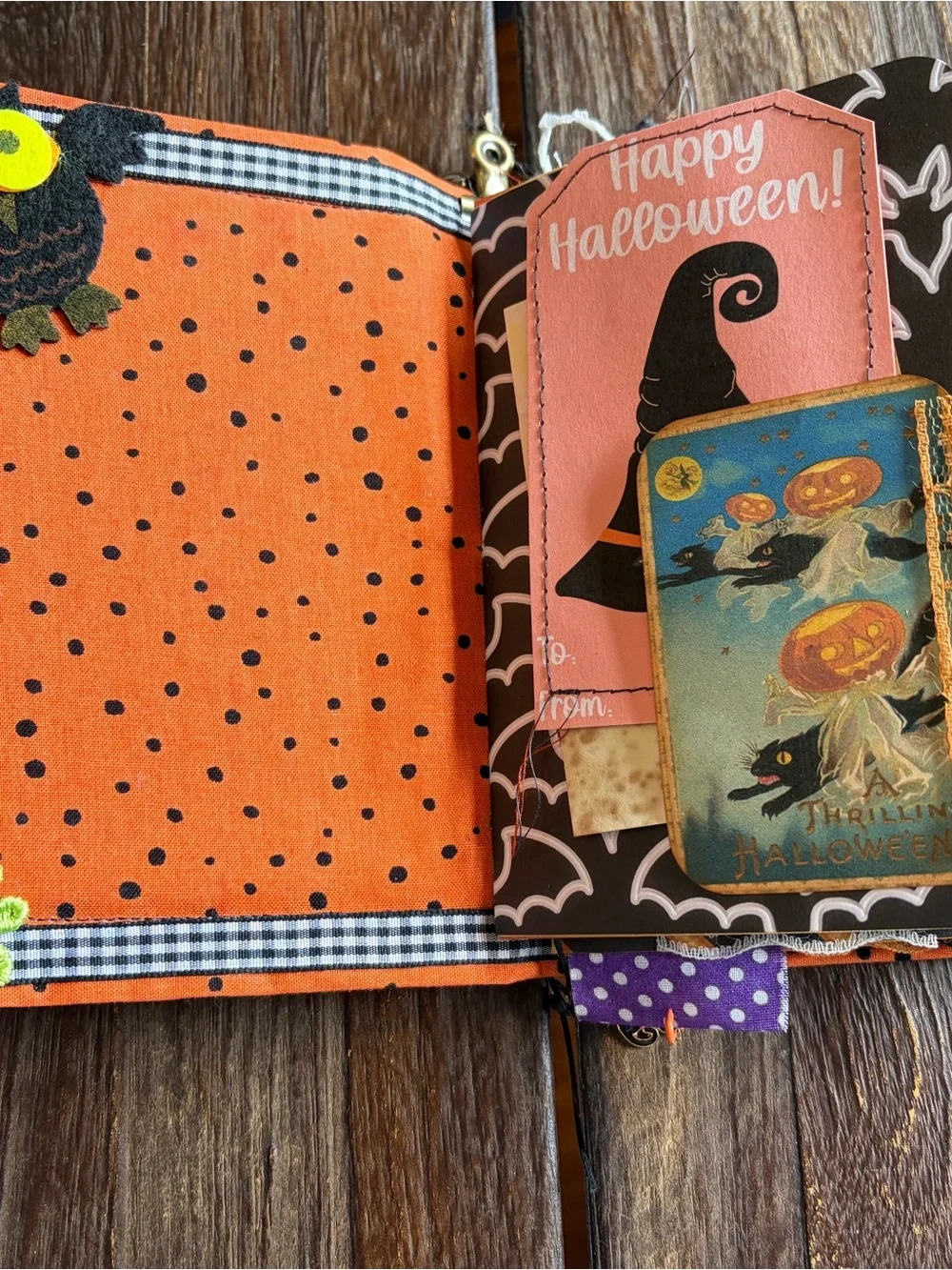 Halloween Junk Journal Small Handmade Decorated 3 Sig Pumpkin Jack O Lantern